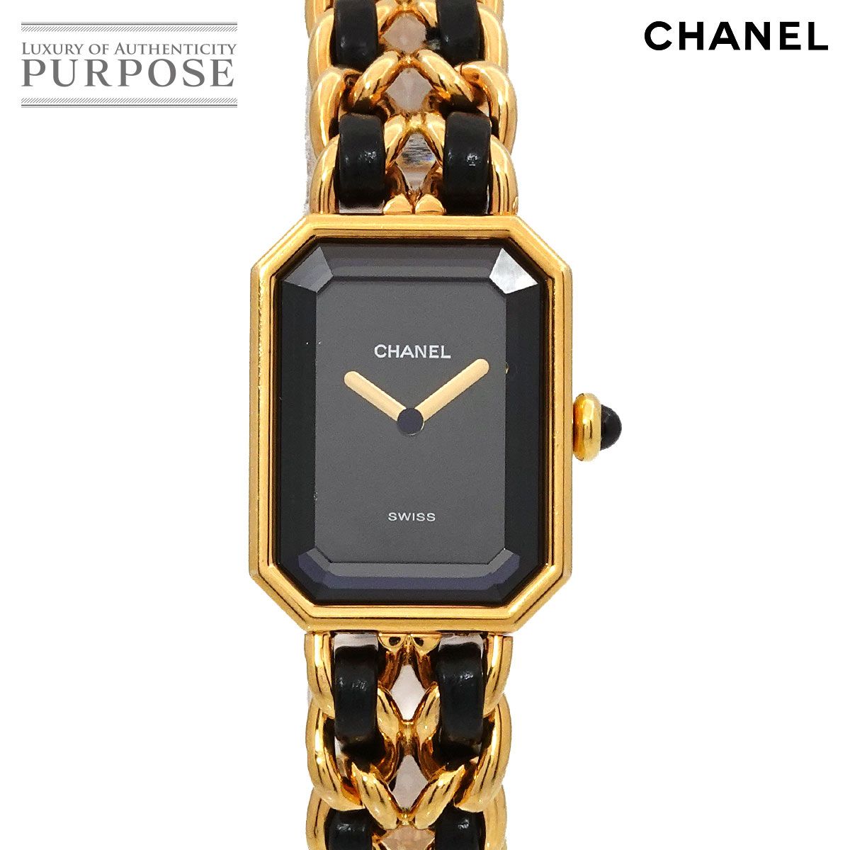 シャネル CHANEL プルミエール Mサイズ H0001 ヴィンテージ レディース 腕時計 ブラック ゴールド ウォッチ Premiere 90297172