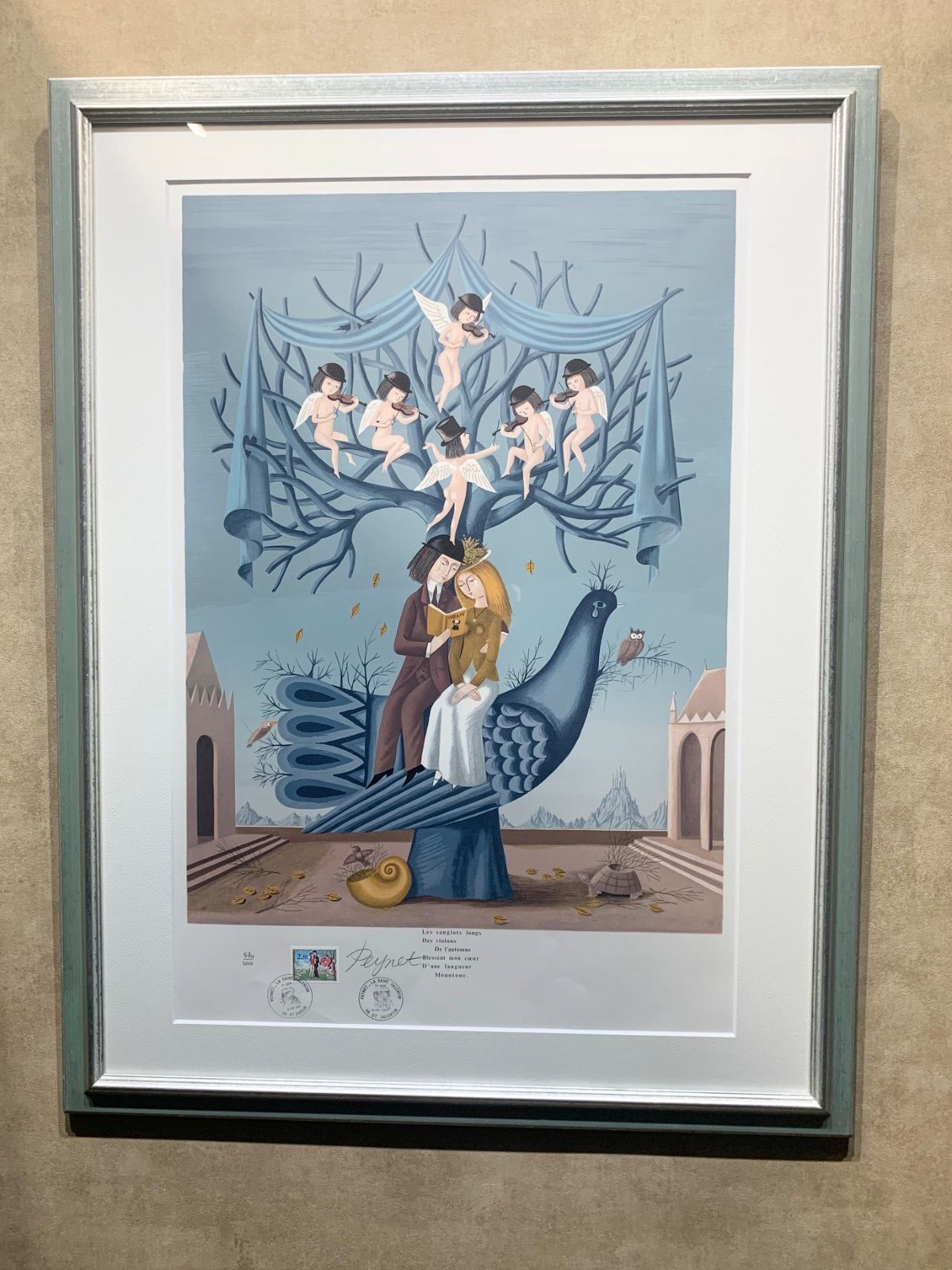 額付 真作 秋の詩 レイモン ペンネ Raymond Pène リトグラフ 作家直筆サイン 版画 版画