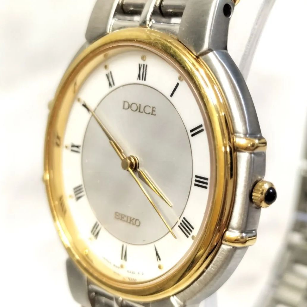 新品電池交換済 SEIKO ドルチェ ヴィンテージウォッチ 8N41 GOLD. ヴィンテージ 未使用 新品電池交換】1992年 SEIKO セイコー ドルチェ