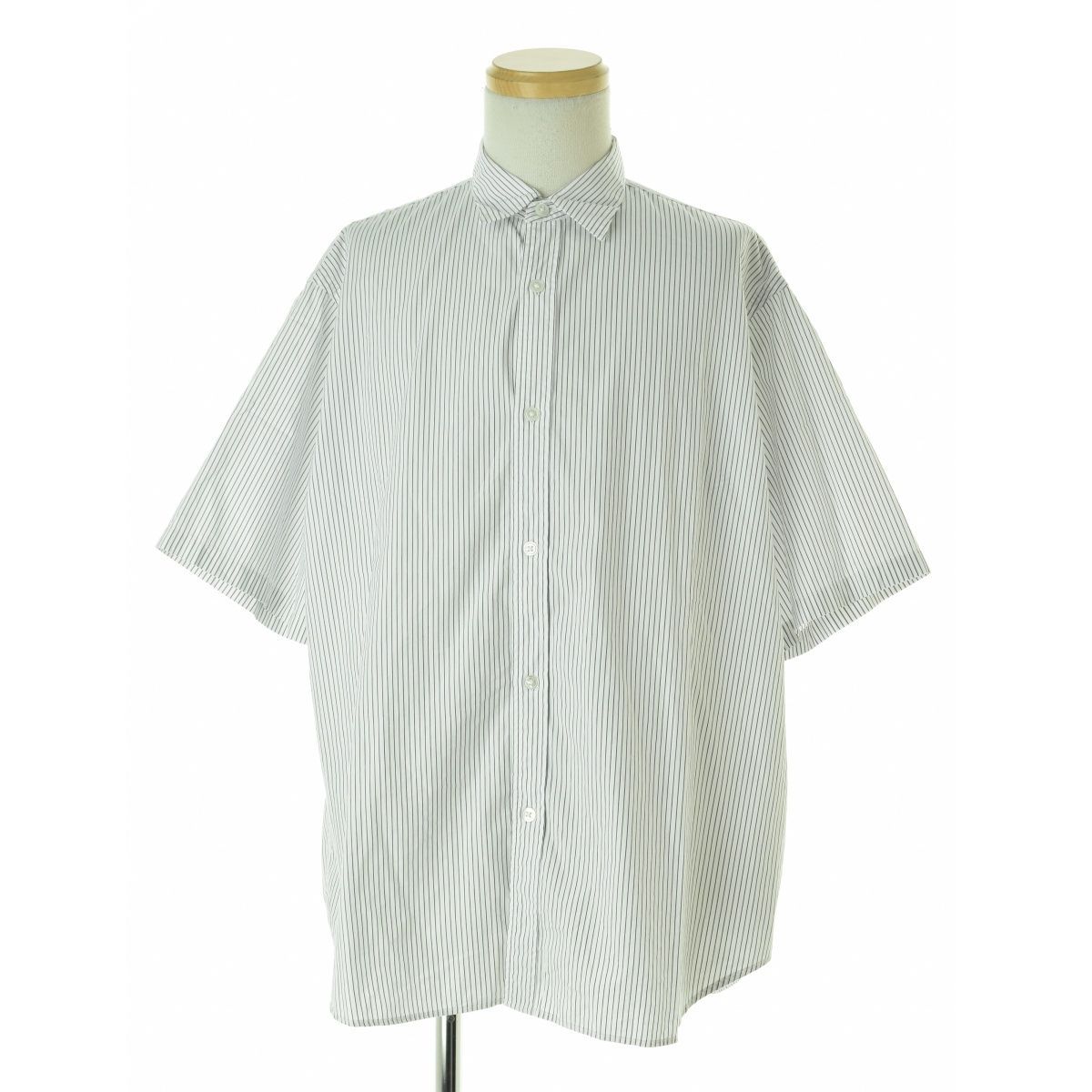 【Stevenalan】8116-149-0324 0/- STRIPE REGULAR COLLAR SHORT SLEEVE SHIRT ストライプ半袖シャツ