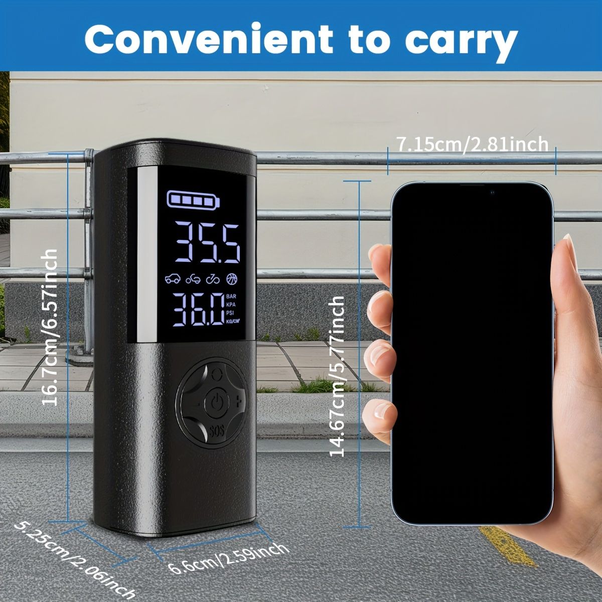 USB-C充電式デジタル空気入れ