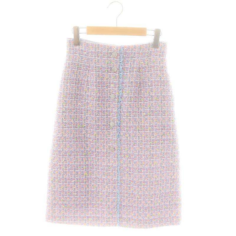 アナイ ANAYI 24SS フィルムラメツイードセミタイト スカート ロング 36 マルチ |HK OS