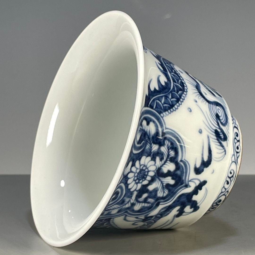 青花竜紋蓋碗 湯呑 茶器 装飾品 工芸品 美術品 置物 - メルカリ