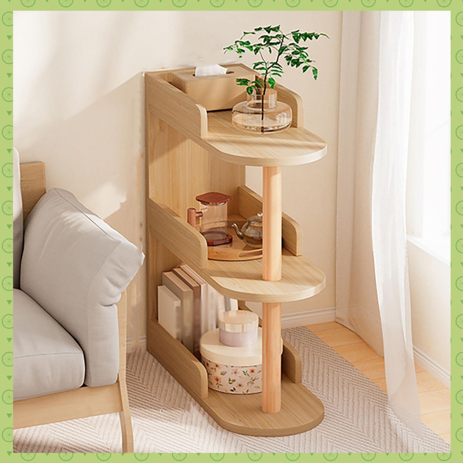 新着商品】48*24cm) (3層の木製の色 多目的 多機能 大容量 ウッド棚