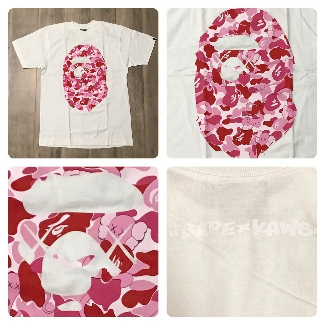 ☆新品☆ KAWS × BAPE Bendy ABC camo Pink Big Head Tシャツ Mサイズ 