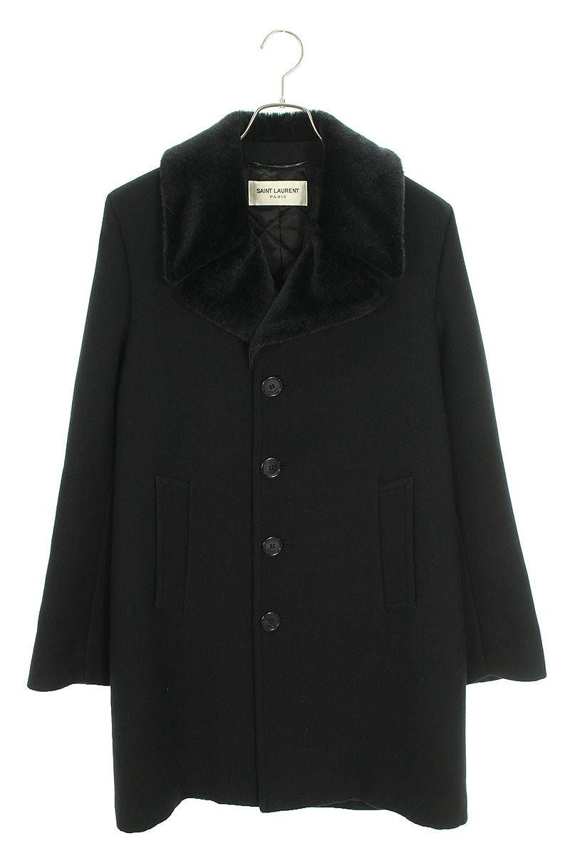 サンローランパリ 16AW フェイクファー 裏地キルティング コート