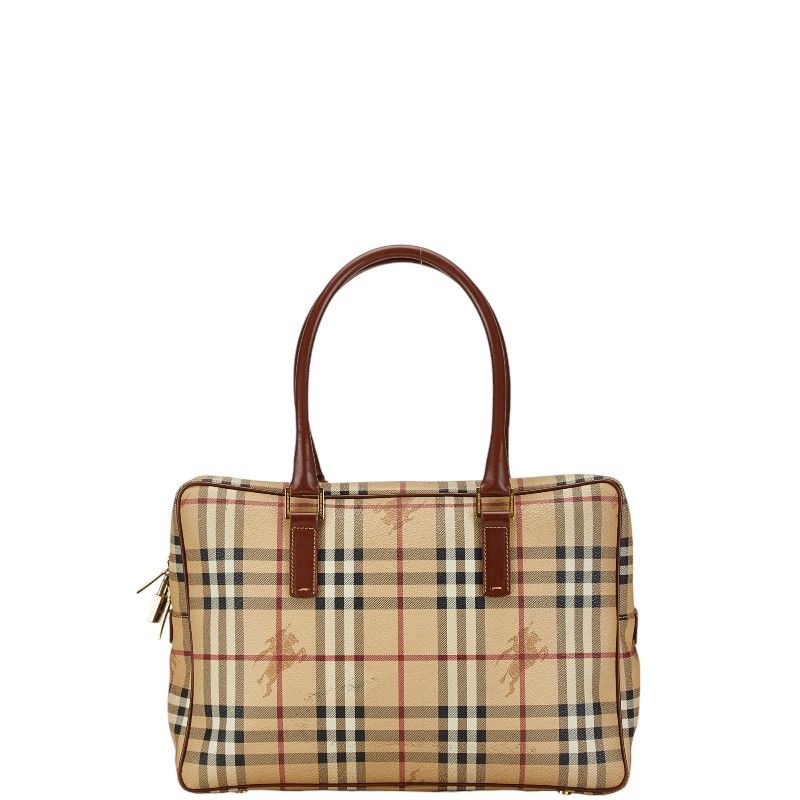 バーバリー ノバチェック シャドーホース ビジネスバッグ ブリーフケース ベージュ PVC レザー レディース BURBERRY【238-72021】