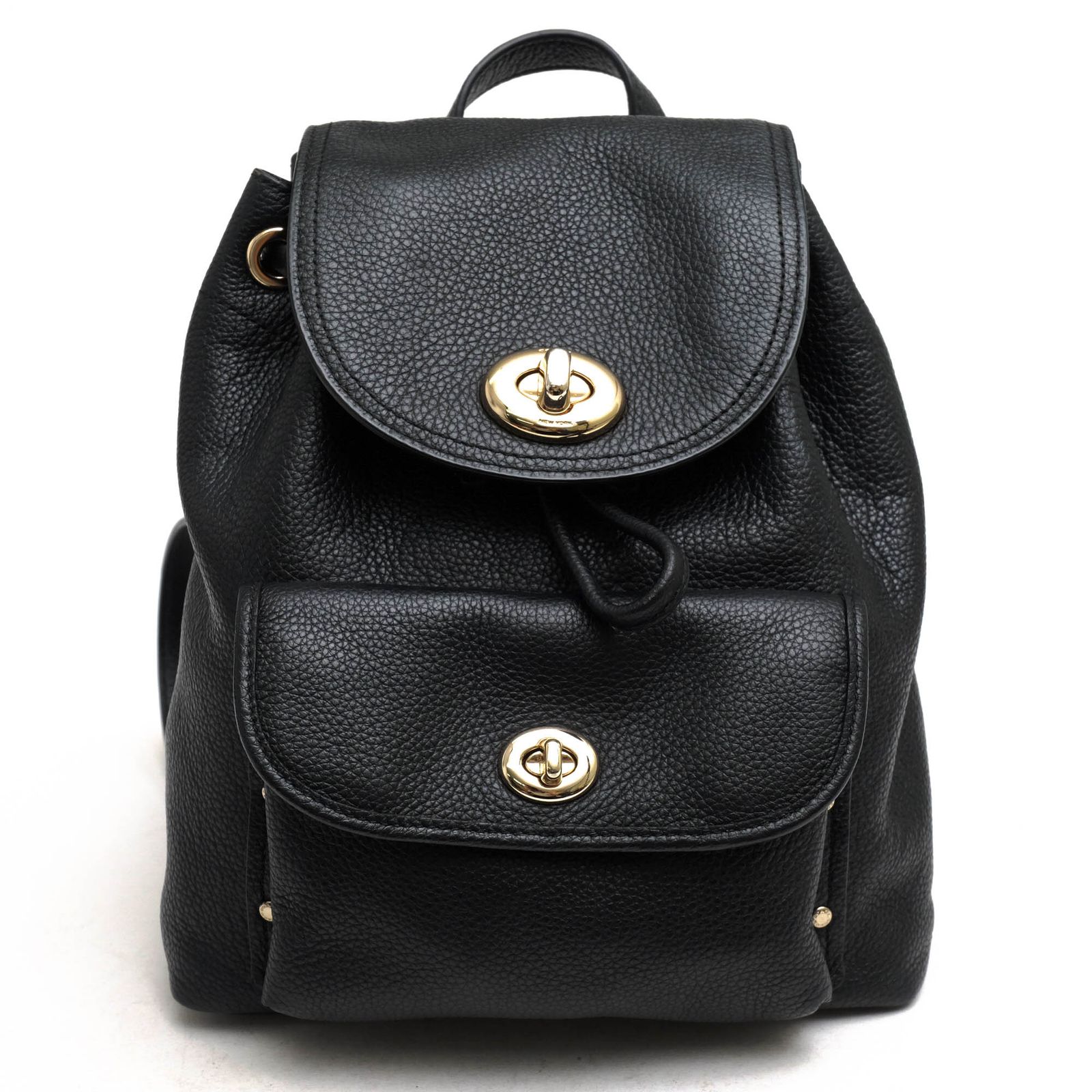 コーチ COACH レザー ミニリュック 黒 ブラック COACH 【COACH】コーチ レザー ミニリュック Wポケット ブラック