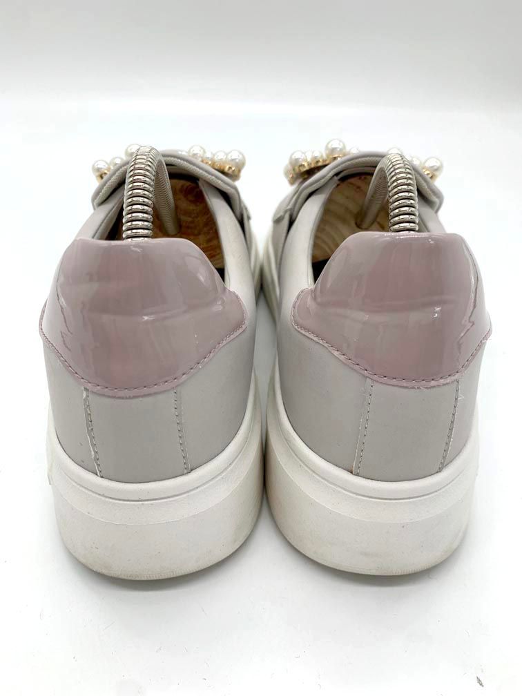 diana プラスダイアナ 44595 パールバックル スリッポン スニーカー size24.5|グレー ◎レディース KIN-KAAI_COM