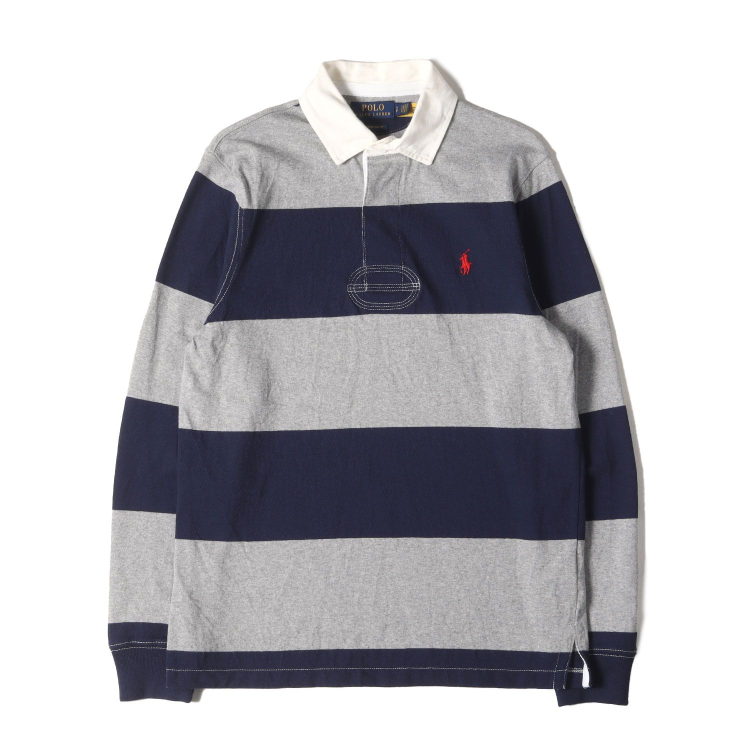 POLO Ralph Lauren ポロ ラルフローレン サイズ:S 20AW スリムフィット ボーダー ラガーシャツ グレー ネイビー トップス 長袖【メンズ】