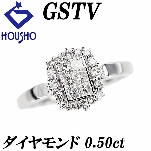 ジーエスティービー ダイヤモンド リング K18ホワイトゴールド GSTV  