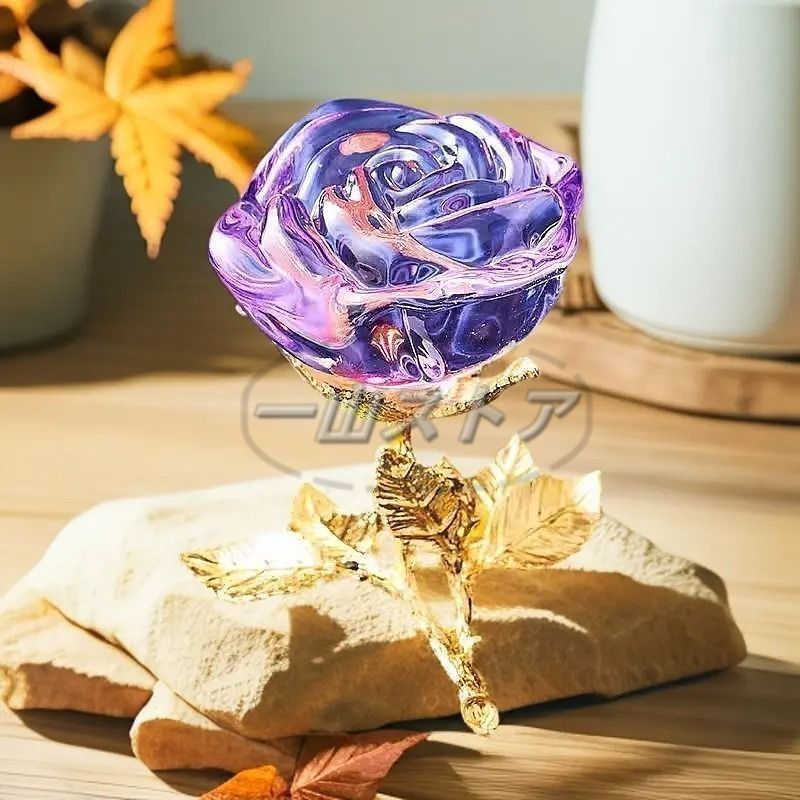 ガラス細工 薔薇 クリスタルローズ インテリア オブジェ 置物 ガラス