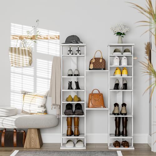 ホワイト Frylr シューズラック 省スペース 大理石柄 木製 120*30*30cm