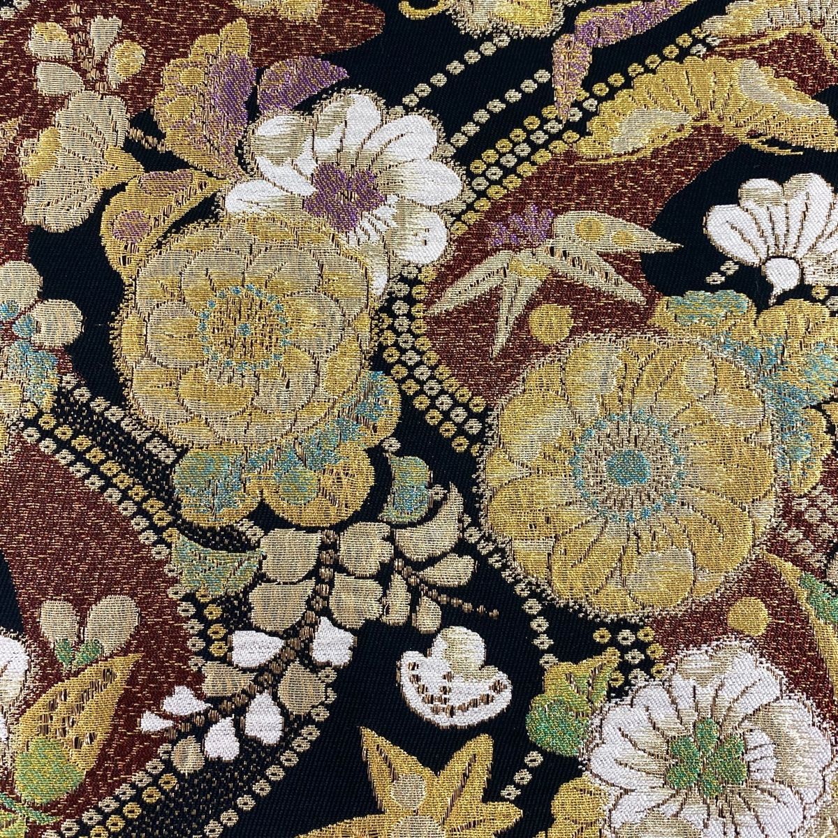 袋帯 秀品 やまと 草花 松 金糸 箔 黒 六通 正絹 USTAUSTRALIA_COM_AU