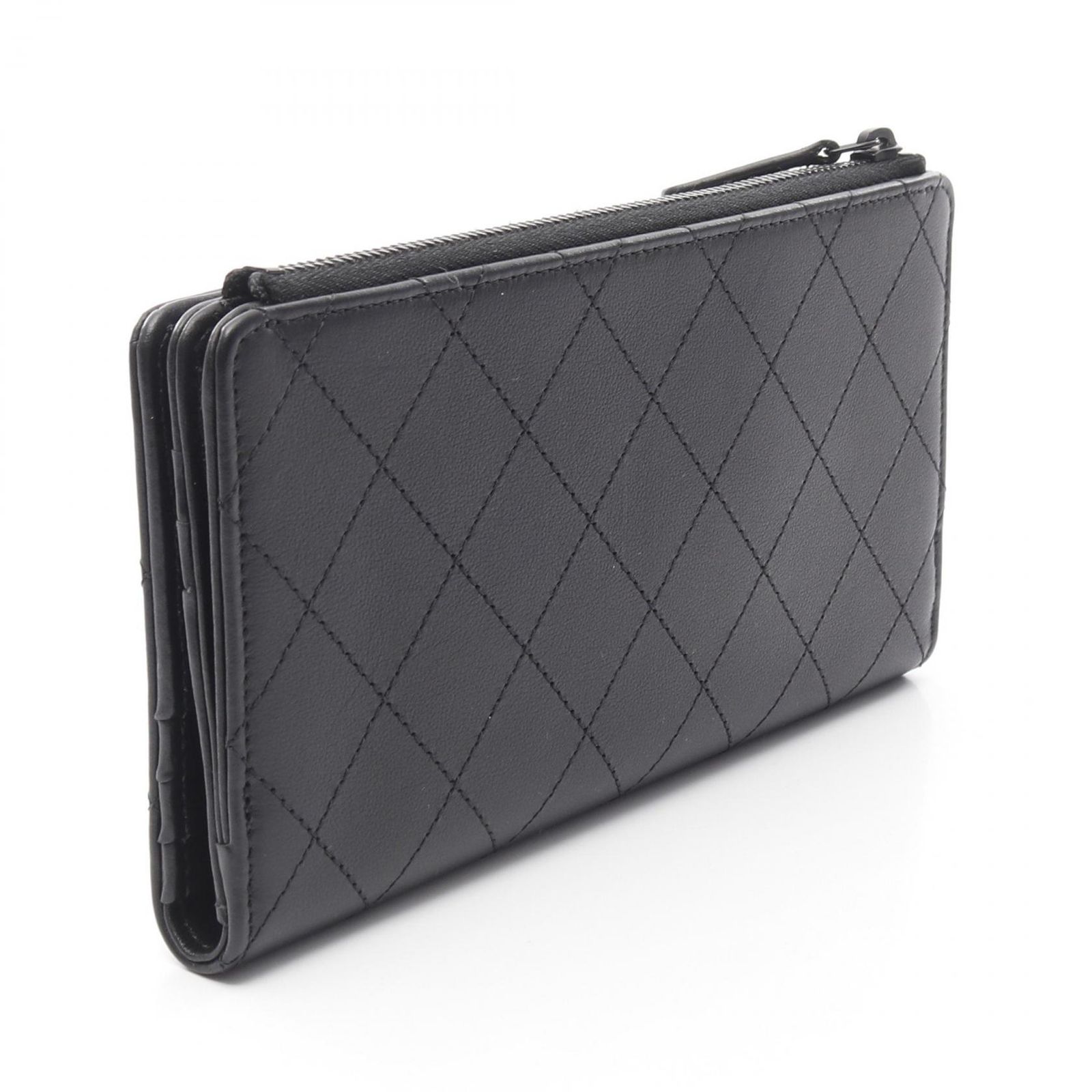 シャネル CHANEL 二つ折り長財布 マトラッセ ソーブラック ｿｰﾌﾞﾗｯｸ  