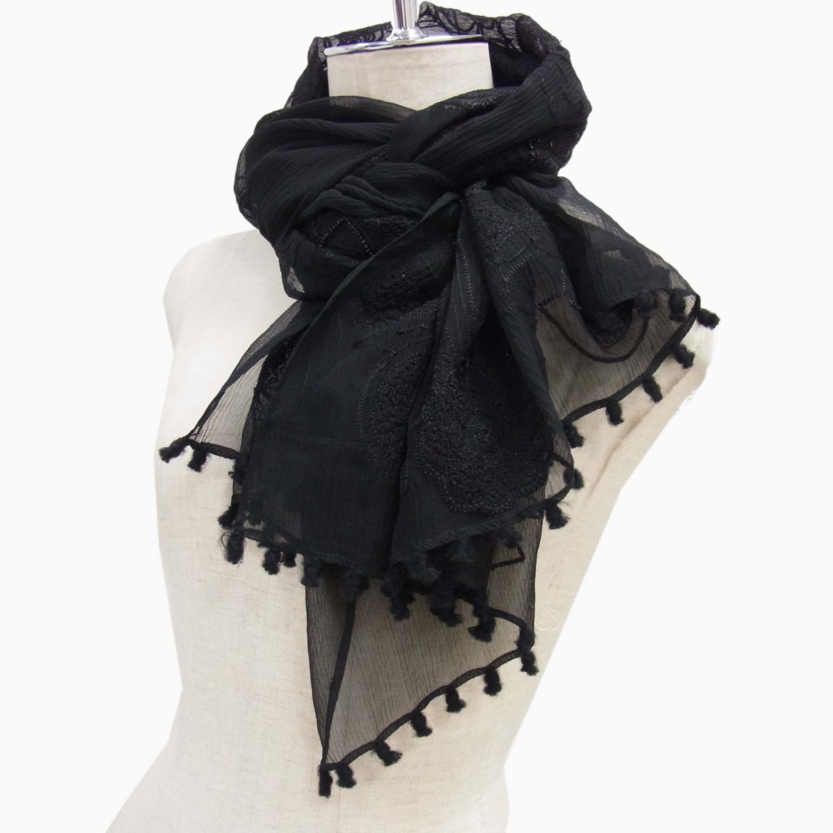 ◇ETRO エトロ シルク(絹)100％ ショール スカーフ ブラック  