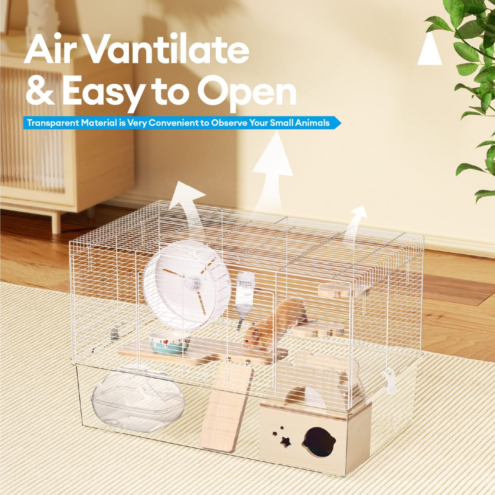 数量限定】ハリネズミ 遊び道具付き 木目調 ハムスター 回し車・給水器