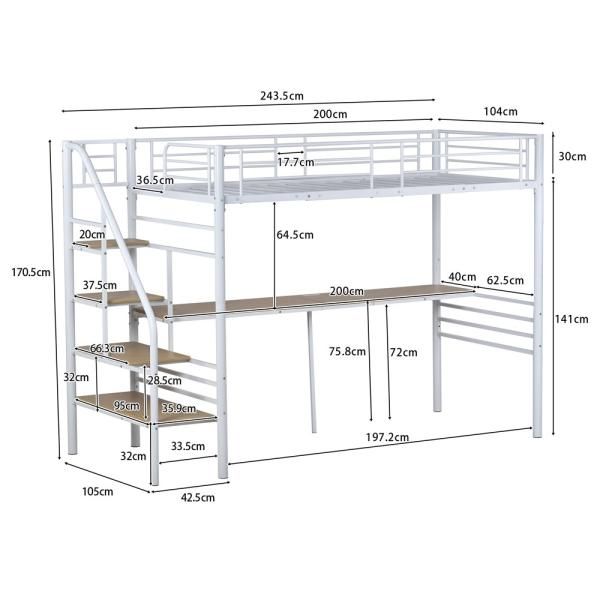ロフトベッド 階段付き パイプベッド シングル コンセント付き 収納 子供ベッド 子供 大人用 パイプベッド コンセント 宮付き システムベット 収納 爆買