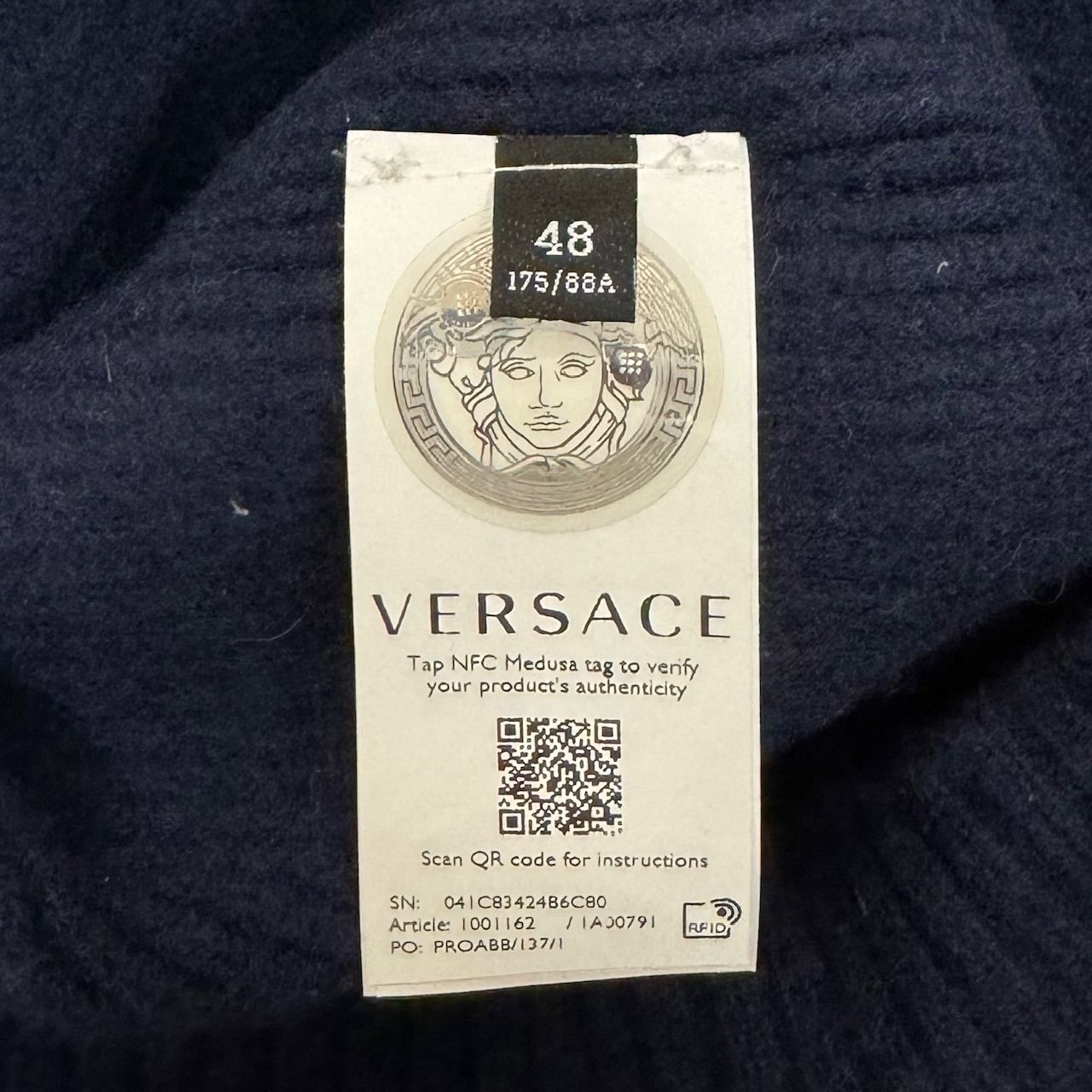 VERSACE クレイジーパターン ニット フリンジ チェック セーター