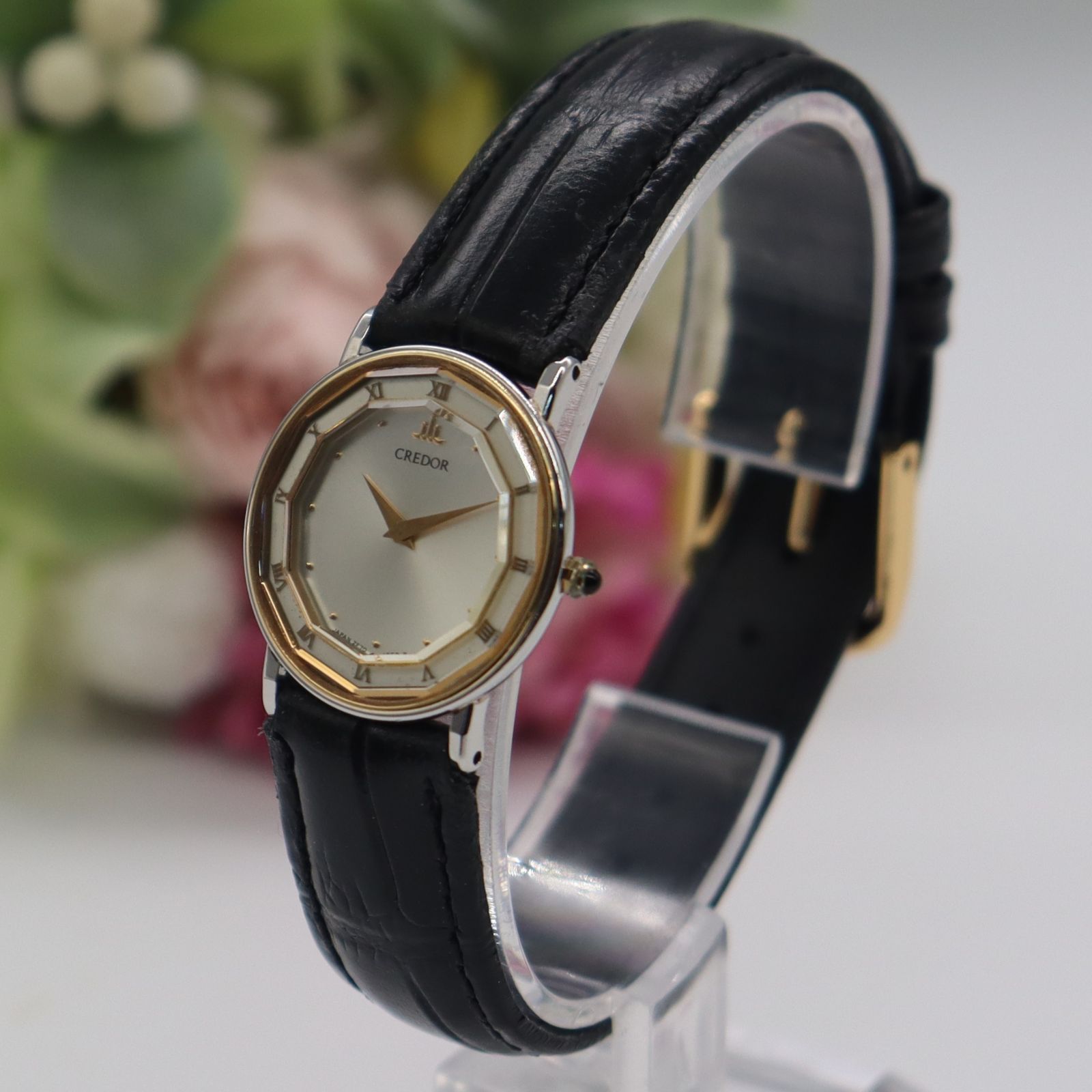 電池新品 セイコー クレドール 2F70-0300 クォーツ 18KT＋SS
