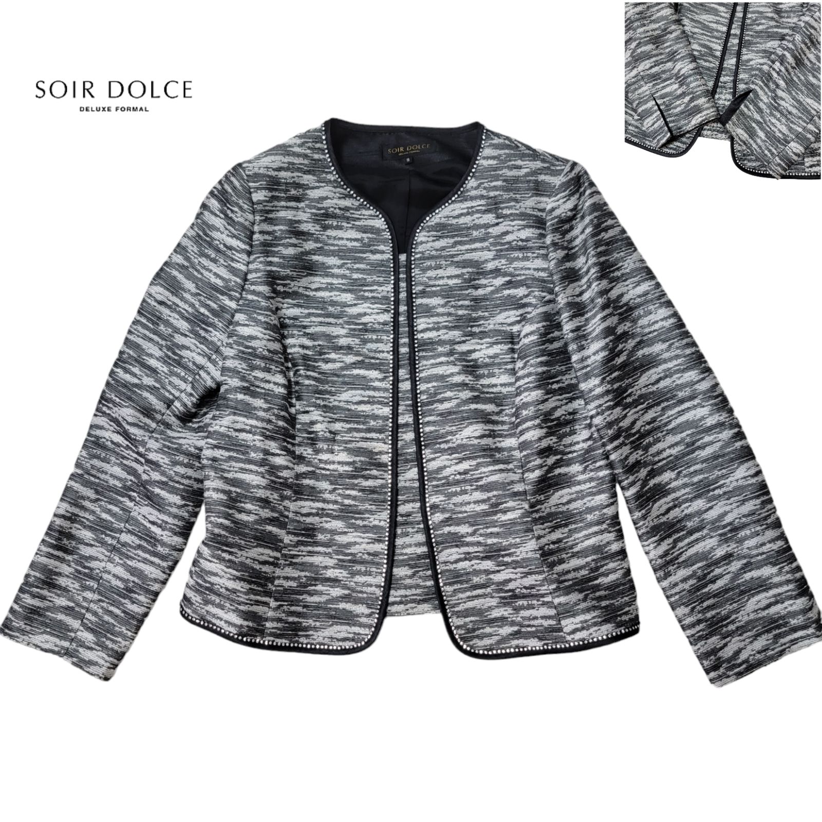 【新品】SOIR DOLCE ソワールドルチェ　ノーカラージャケット　日本製 6410700_f11bcc2d58171f4d7d75cd
