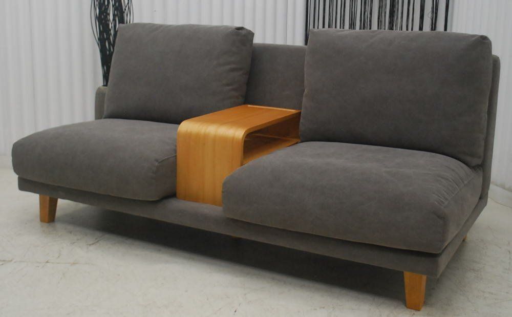 アウトレット 現品限り 一部 大 キャンパス生地 ソファー ブラウン 中央テーブル付き 241011-3pソファー