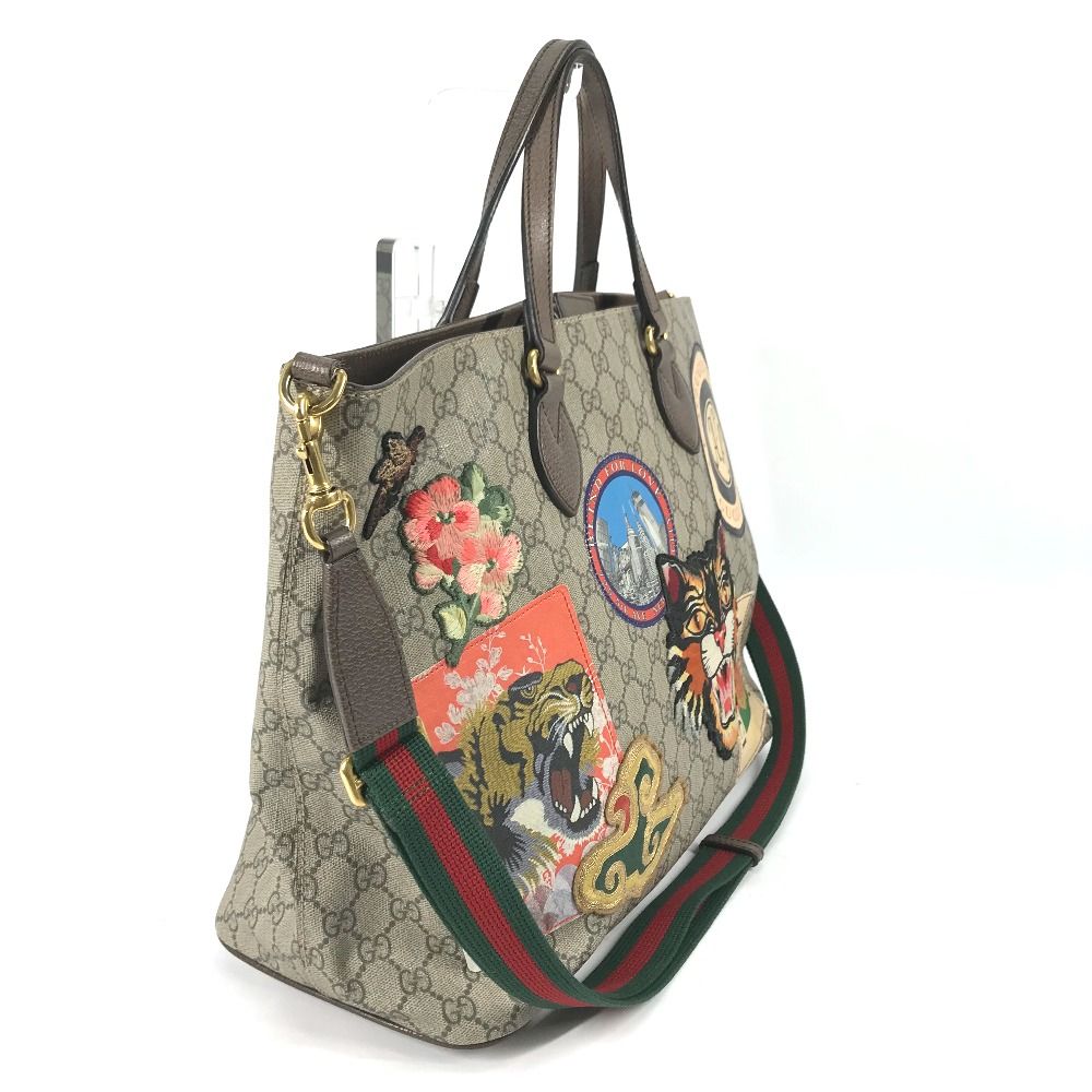 【良品】グッチ クーリエソフト 2way トートバッグ タイガー GGスプリーム GUCCI グッチ GGスプリーム クーリエ トートバッグ ソフト 2way