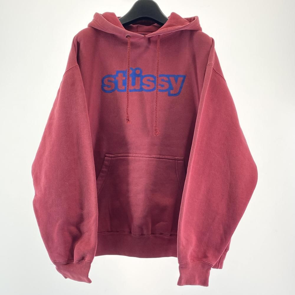【中古】OLD STUSSY ロゴプルオーバーパーカー サイズL 赤 ステューシー [17]
