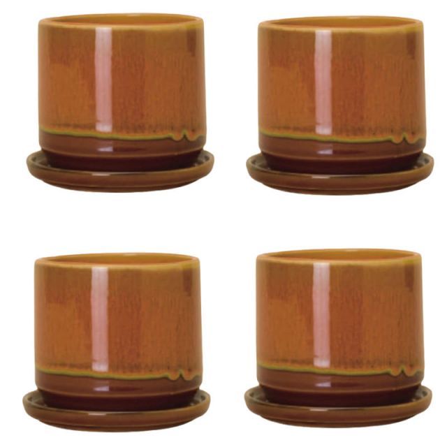 花 観葉植物用ポット メルヤ 11 R Ceramic POT 4個入り 41035 底穴あり 受皿付き 代引き不可 小型ポット FARM p61