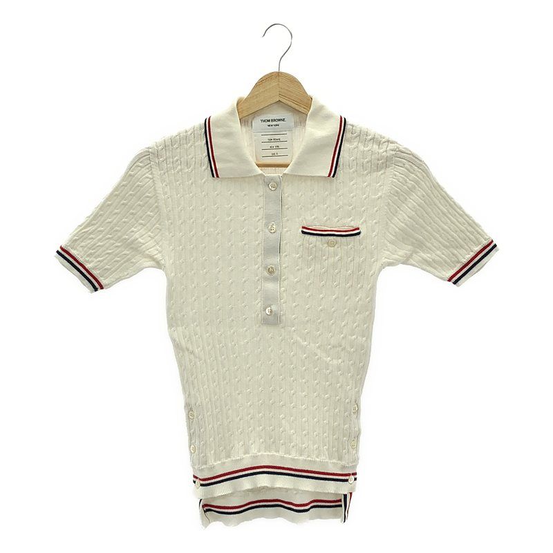 THOM BROWNE | トムブラウン | ダブルラインポロニット | 0 | ホワイト | レディース