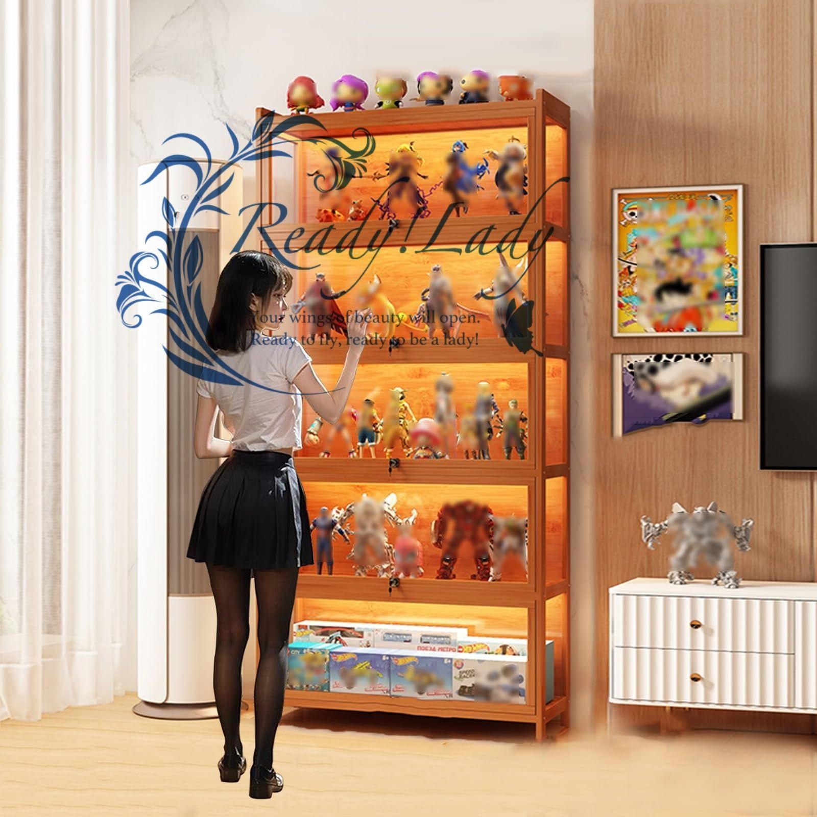 ☆イチ☆【ベージュ】4段 コレクションケース コレクションシェルフ