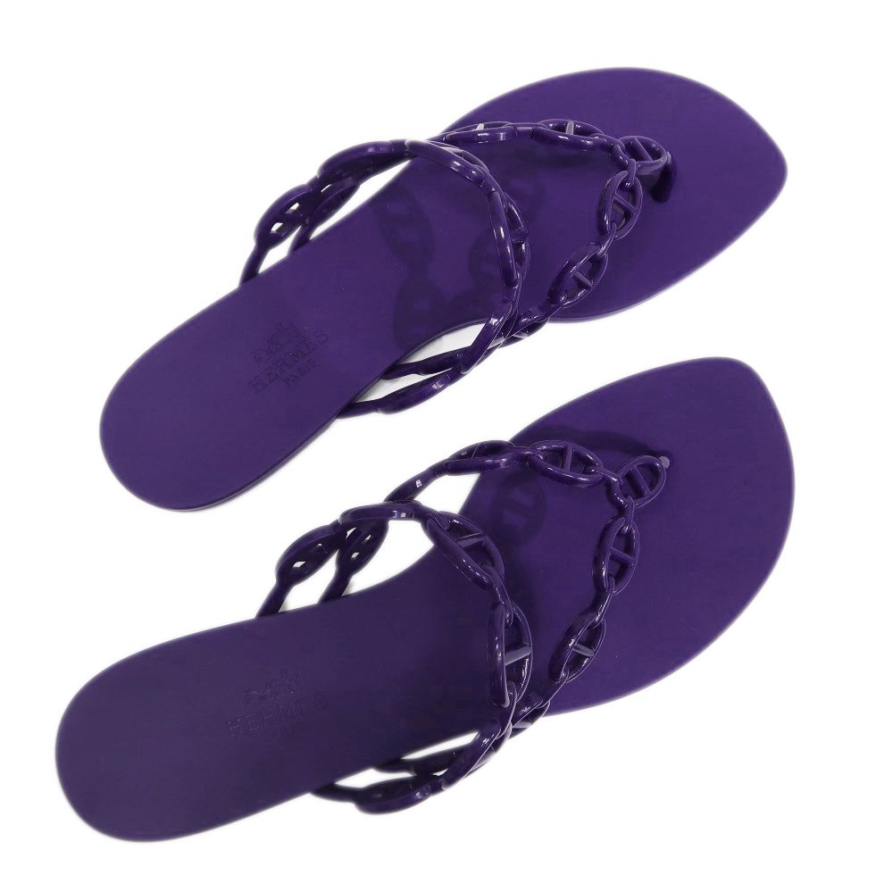 HERMES エルメス　アイランド　シェーヌダンクル　サンダル　38 ブラック HERMES - エルメス ビーチサンダル アイランド 38 新品 黒