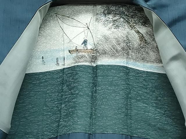 平和屋着物○男性 紬 アンサンブル 褐返色 正絹 逸品 未使用