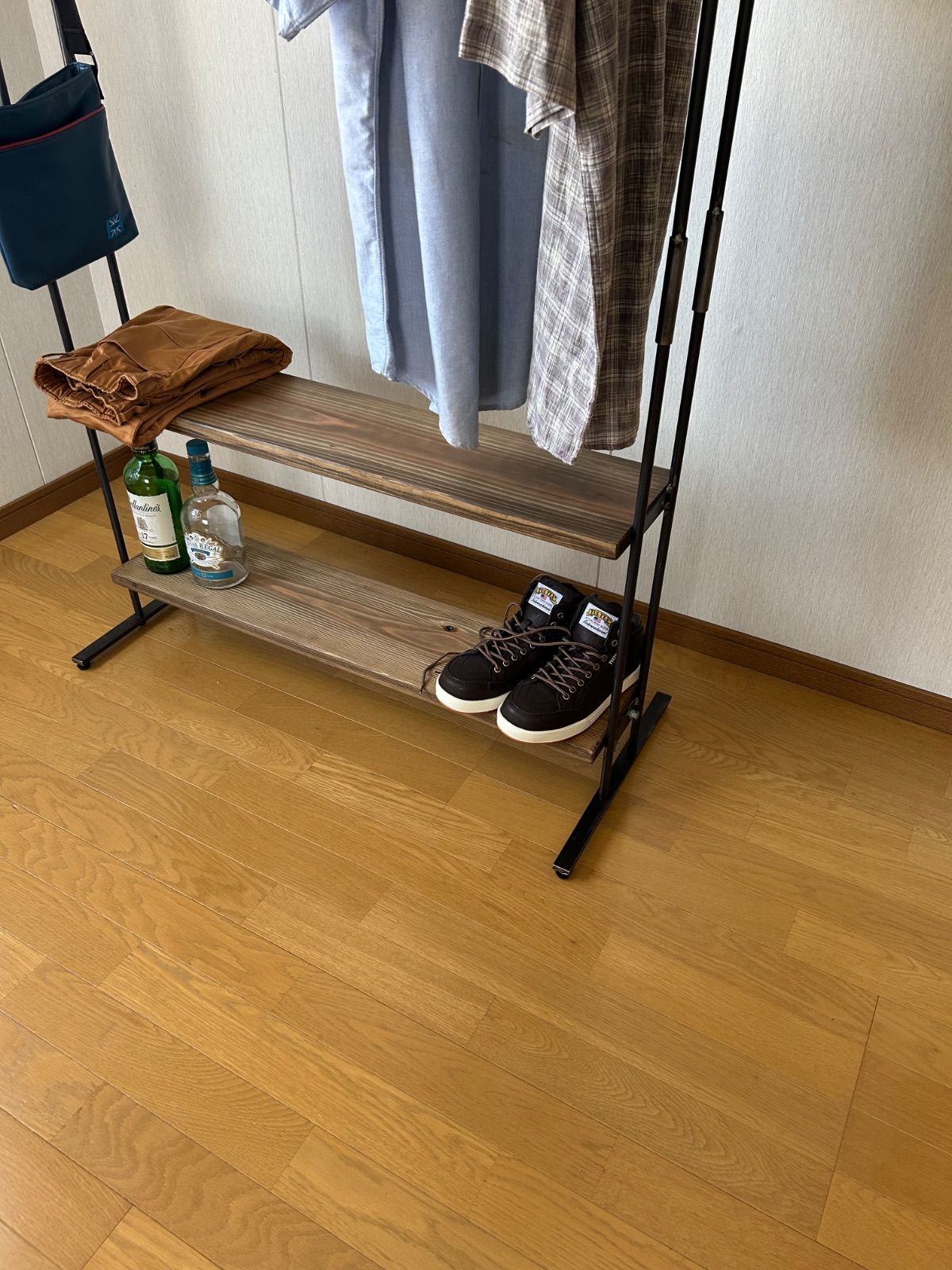 ハンガーラック コンパクト アンティーク ハンドメイド 古材