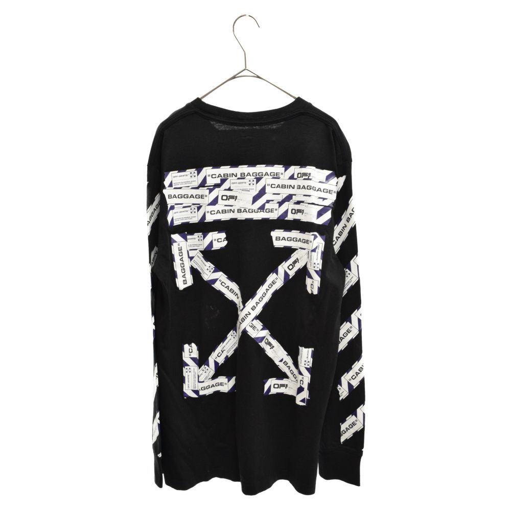 OFF-WHITE / 長袖Tシャツ/M/コットン/BLK/OMAB001S20185003 OFF-WHITE (オフホワイト) 20SS Airport Tape L/S Tee エアポート