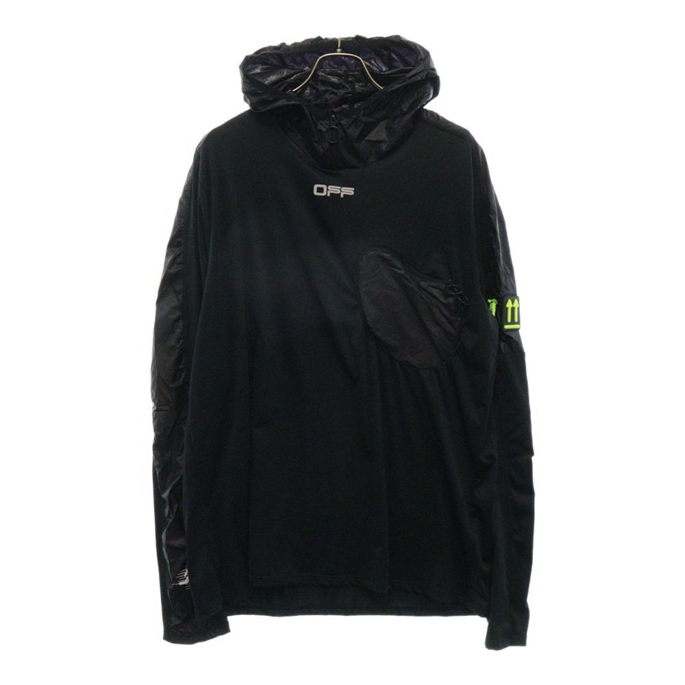 OFF-WHITE (オフホワイト) Nylon Half Zip Pullover ナイロン切替 ハーフジップ プルオーバー ブラック OMVB003R20G51019