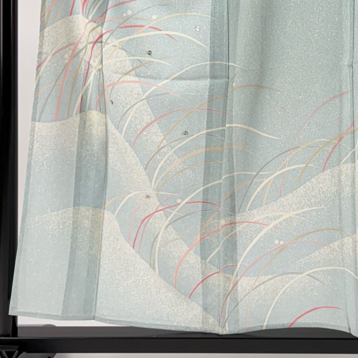 付下げ 身丈156.5cm 裄丈66cm M 薄物 絽 露芝 銀糸 水色 正絹 名品  