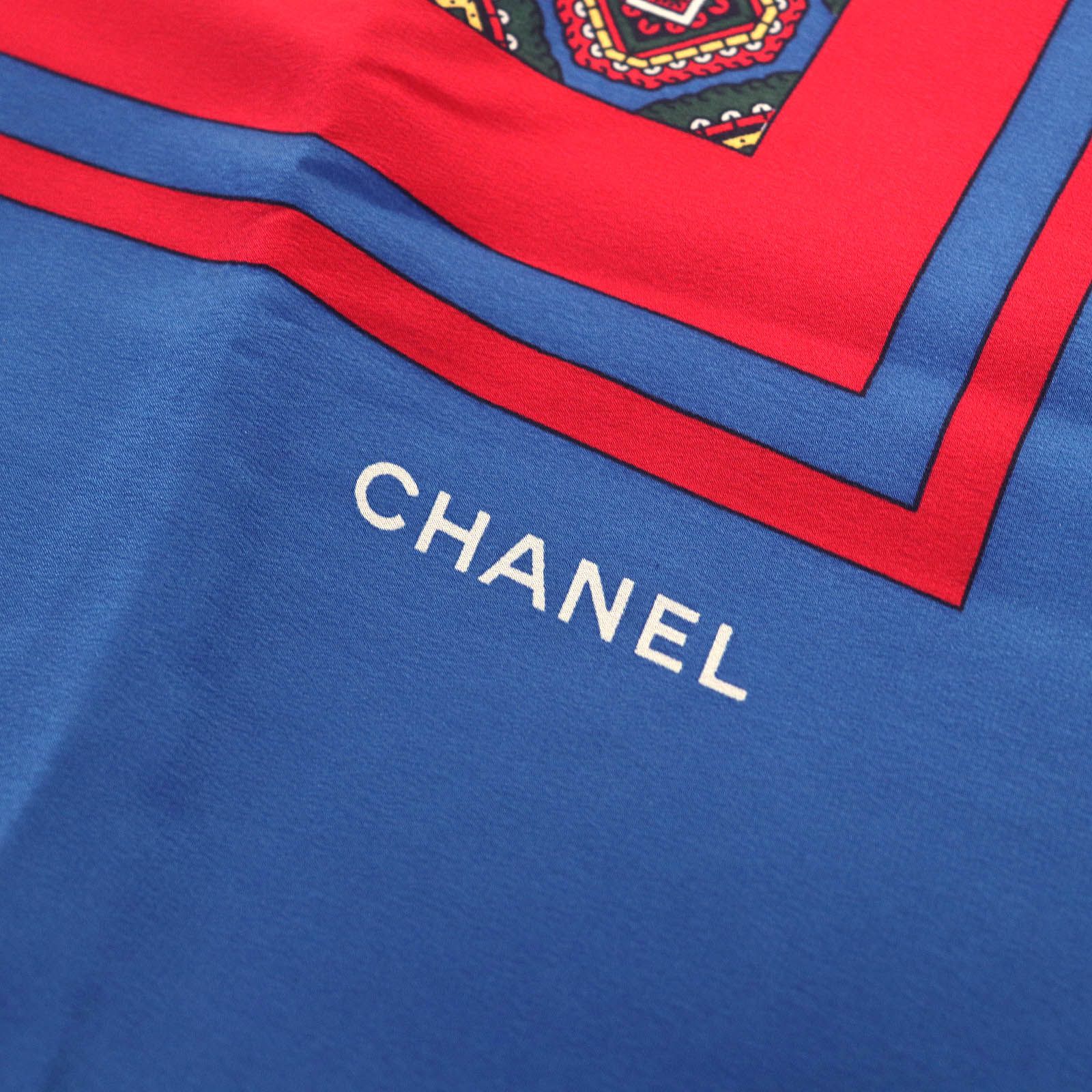 CHANEL ヴィンテージスカーフ ヴィンテージ CHANEL シャネル ロゴ チェーン柄 シルク スカーフ