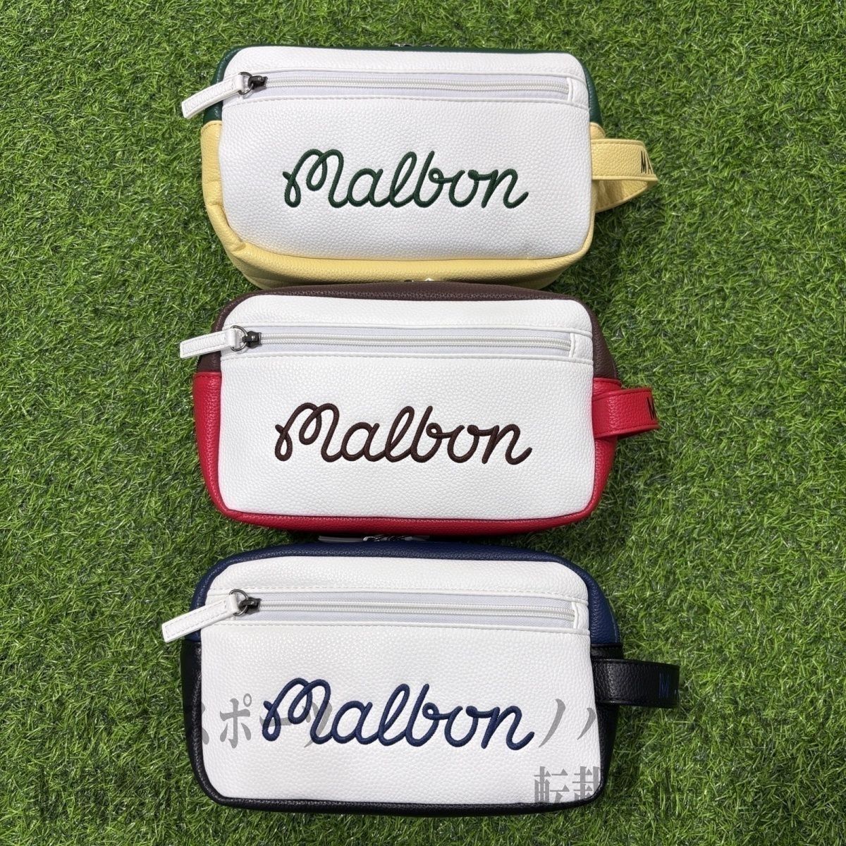 MALBON GOLF ダブルポケット ゴルフポーチ ミックスカラー