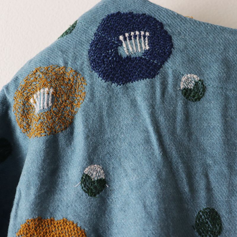 未使用 マーブルシュッド marble SUD EMB ツバキ 刺繍 Vネック