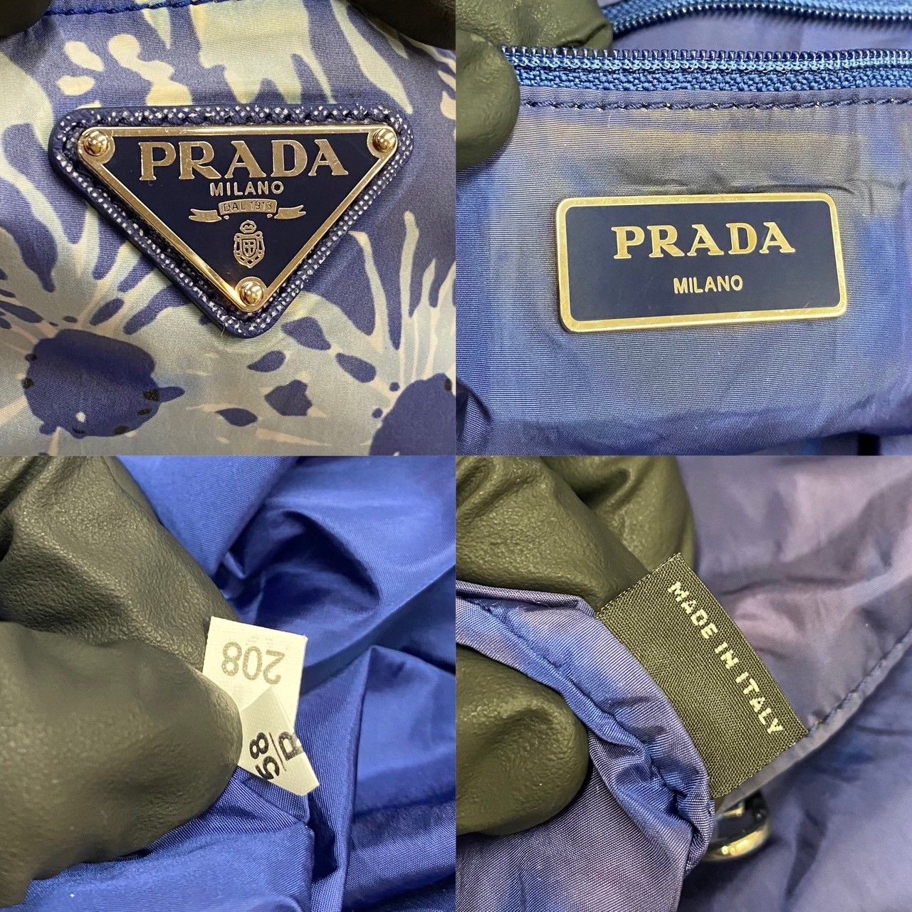 美品 PRADA プラダ 希少品 三角ロゴ 金具 花柄 総柄 ナイロン