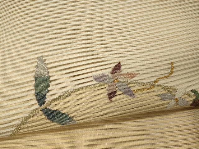 ［ 名古屋帯/絽 ］正絹　金銀　幾何学　着物　夏物　夏着物　盛夏 名古屋帯 美品 名品 八寸名古屋帯 夏帯 絽 幾何学模様 金銀糸