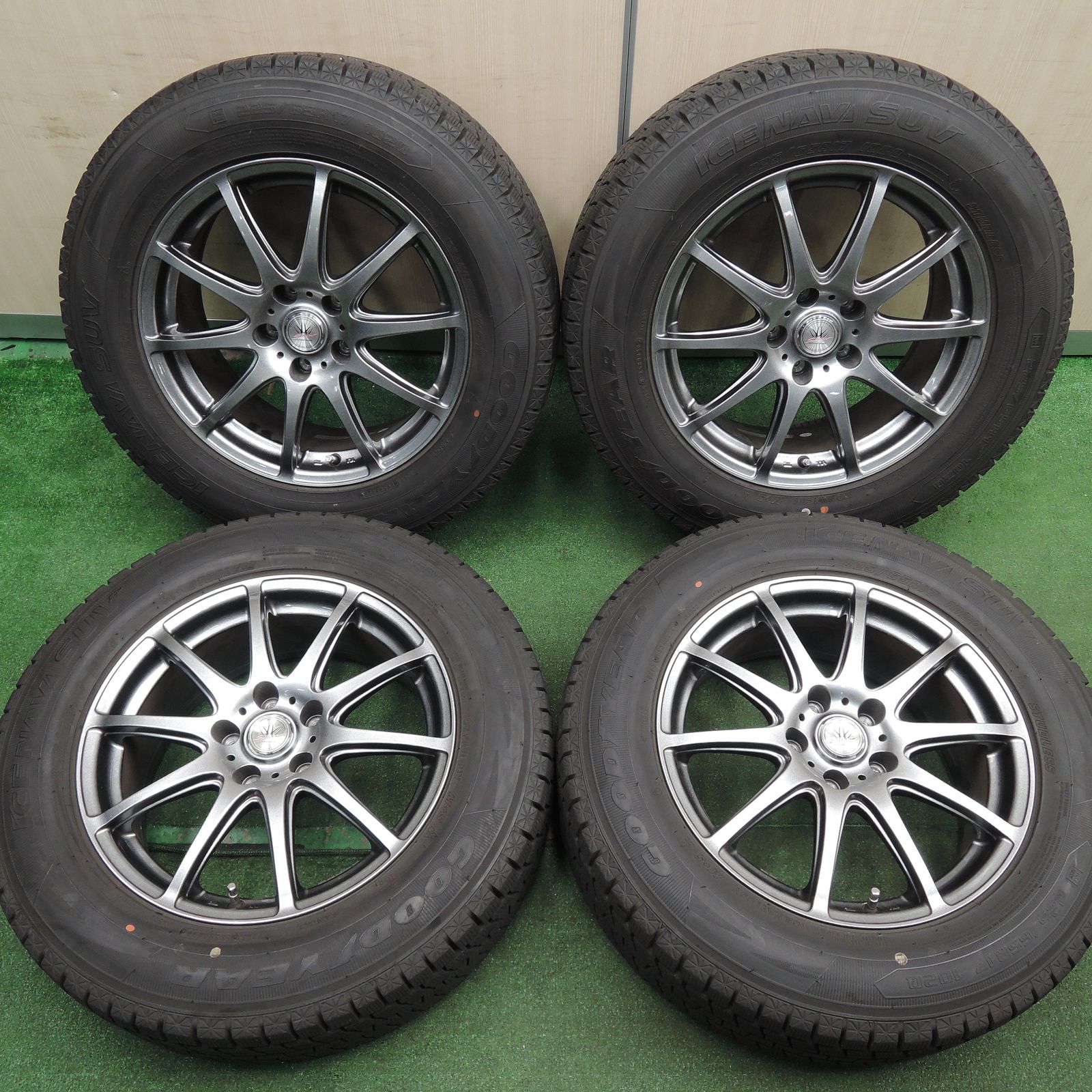 *送料無料*バリ溝！20年！綺麗！9.5分スタッドレス 225/65R17 グッドイヤー アイスナビ SUV LOXARNY SPORT BADX ロクサーニ PCD114.3/5H4010504HAス
