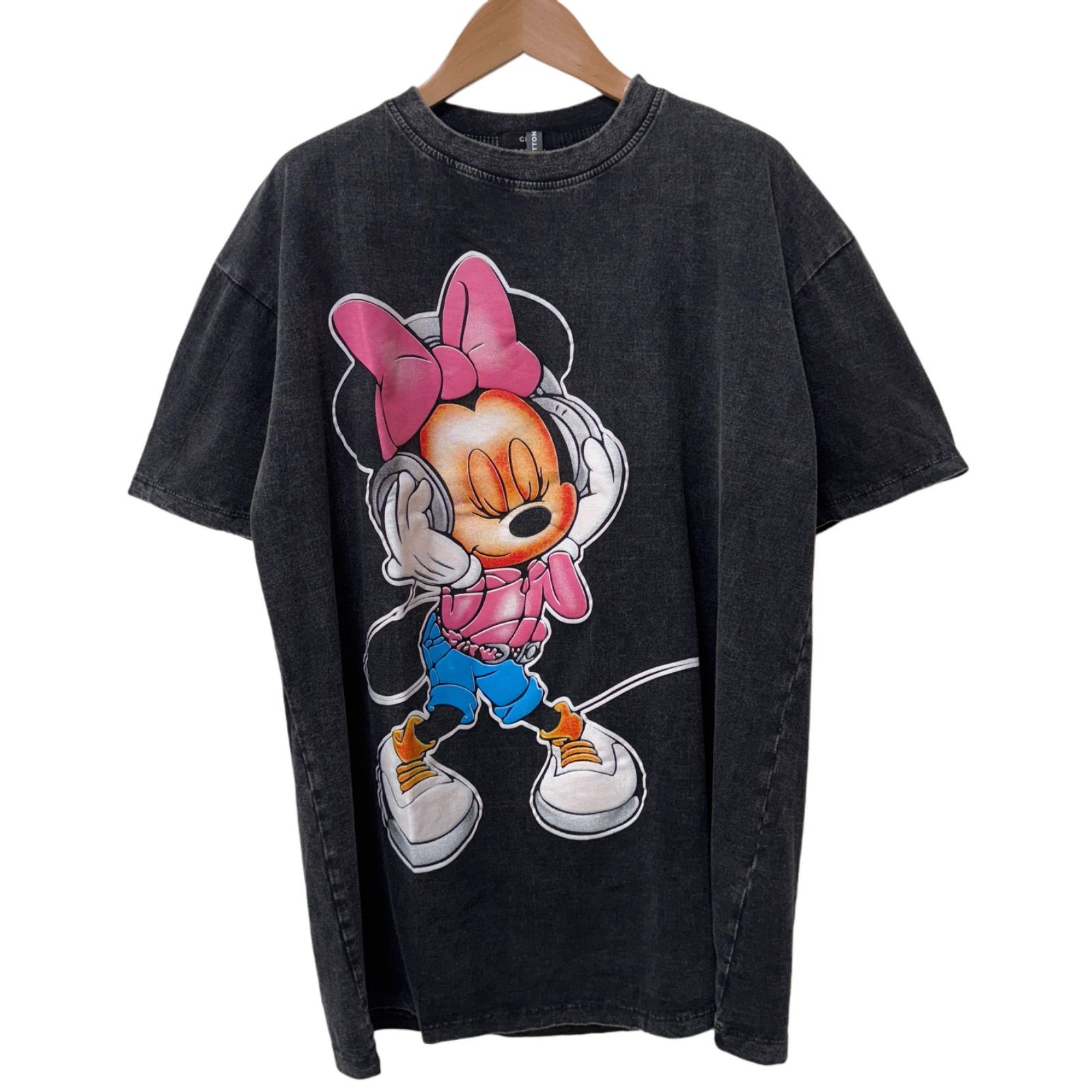 ミニーちゃん Tシャツ XL相当 ブラック クラブコットン