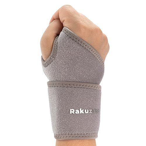 グレー １個入 Rakuzano 手首 サポーター 4色カラー ハード固定サポート 高密度 伸縮性 耐久性 手首保護 左右兼用 (グレー １個入)