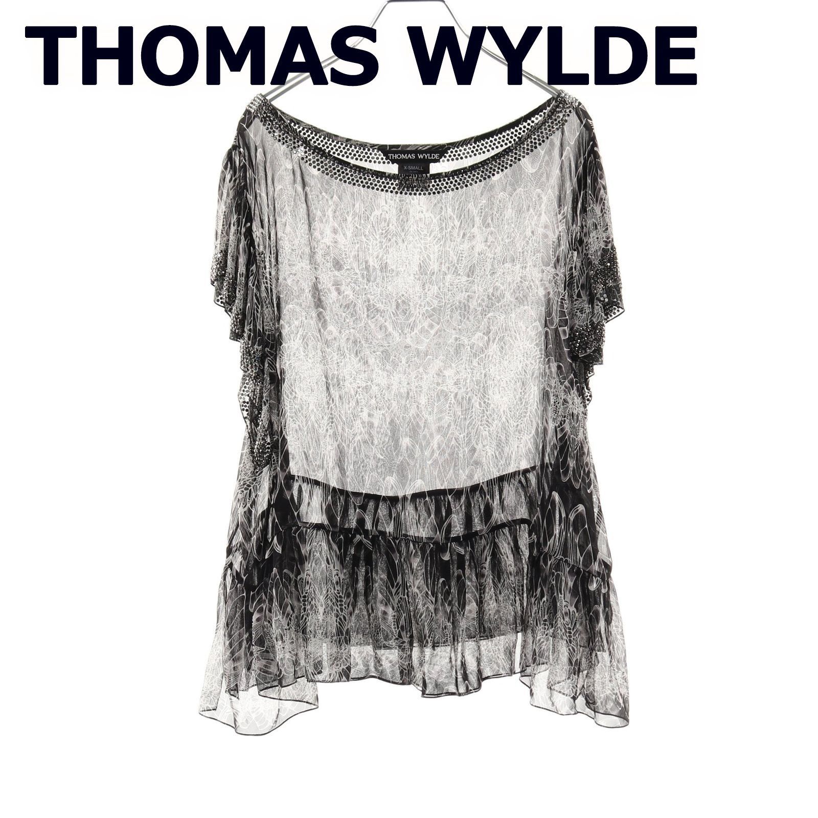 Bランク】THOMAS WYLDE／トーマスワイルド ブラウス 総柄 シルク ブラック ホワイト ラインストーンXSサイズ【中古】 - メルカリ