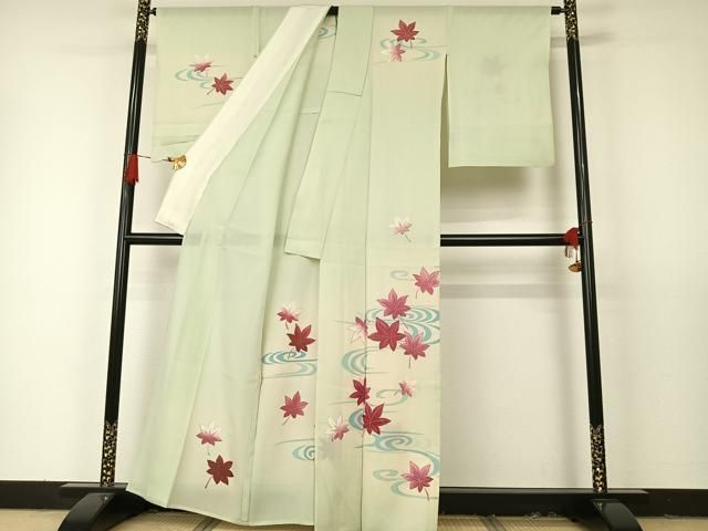 平和屋着物＊夏物 訪問着 縦絽 刺繍 立波文 銀糸 正絹 逸品 DAAR9917op