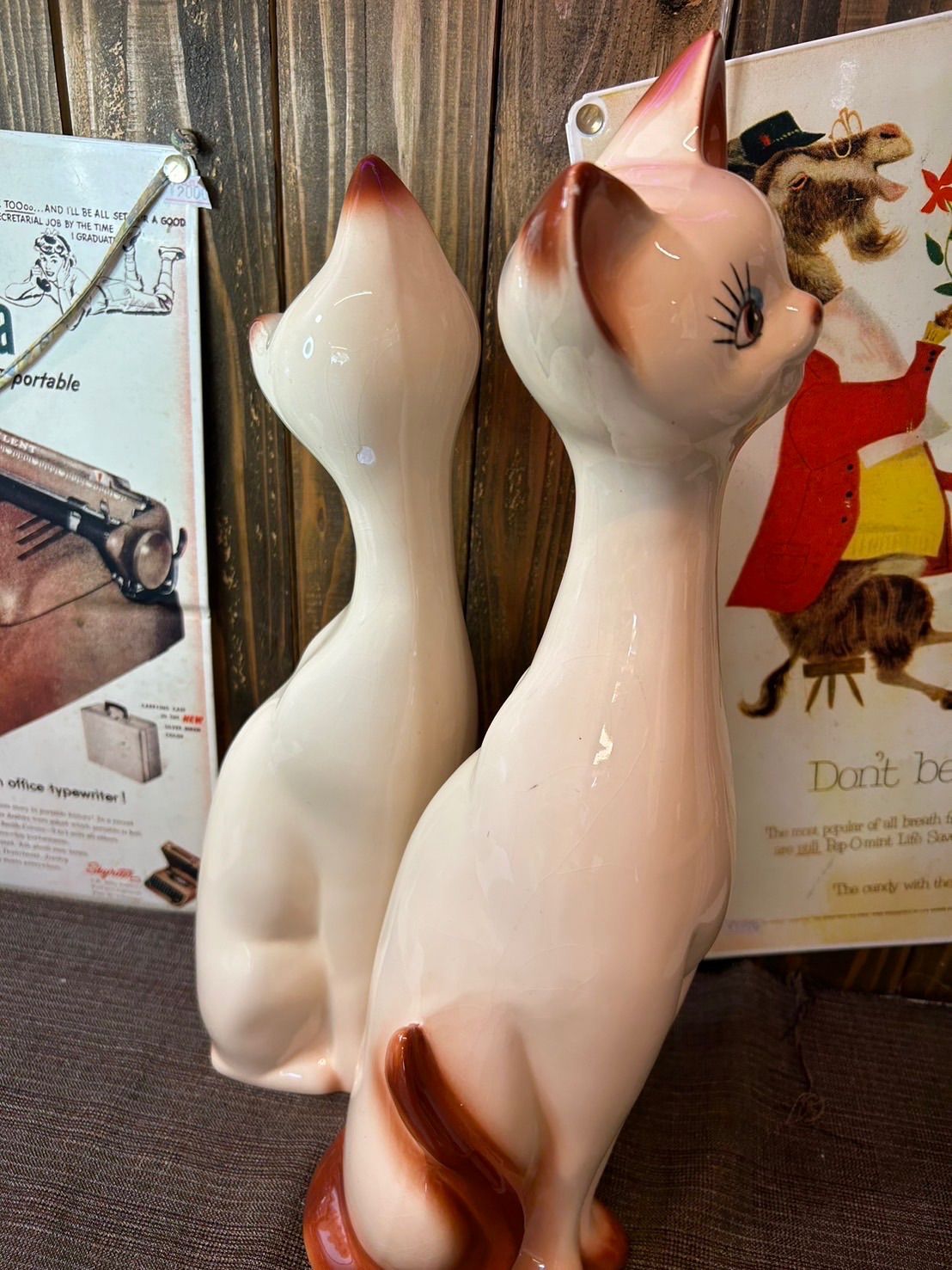 昭和 レトロ シャム猫 陶器 置物 - メルカリ