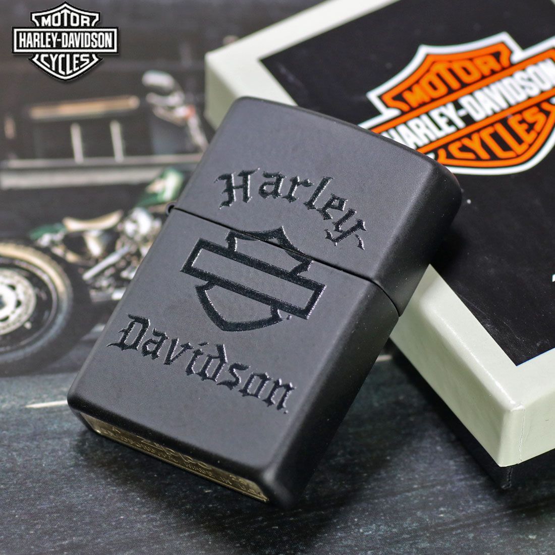 ZIPPO ライター ハーレー ダビッドソン ブラック＆マットブラック ロゴ 