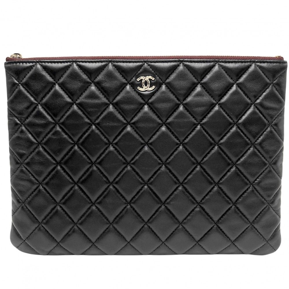 シャネル クラッチバッグ レディース マトラッセ セカンドバッグ ココマーク CHANEL A82545 ラムスキン ブラック 黒 ゴールド金具 品